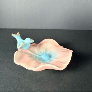 Vintage Trinket Dish/McCoy/Beautiful/Blue Bird/Pink Flower Mid-Century Modern